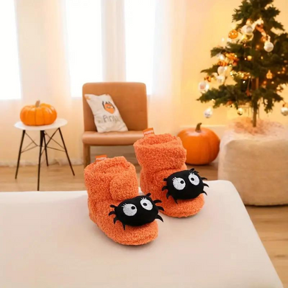 Chaussons Halloween enfant, détail de la doublure polaire
