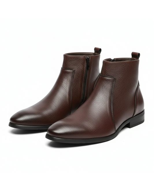 bottes en cuir noires, vue de face