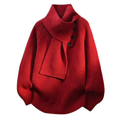 pull à col en écharpe, détail du col