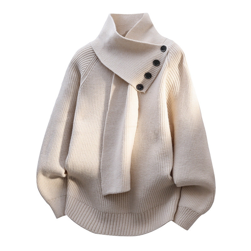 pull à col en écharpe, couleur blanc