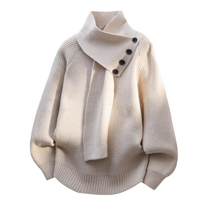 pull à col en écharpe, couleur blanc