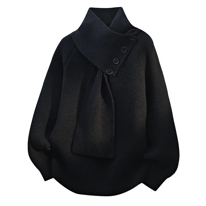 pull à col en écharpe, couleur gris