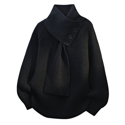 pull à col en écharpe, couleur gris