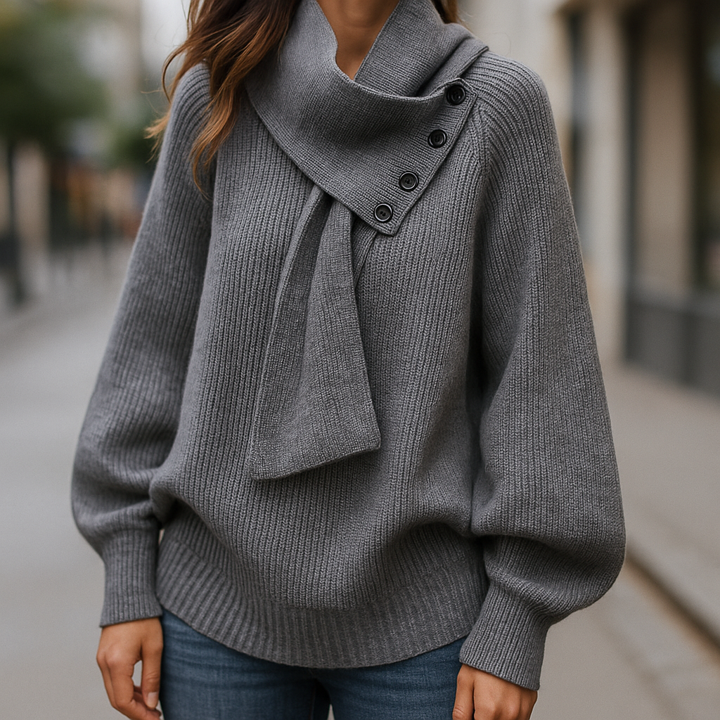 pull à col en écharpe, couleur noir
