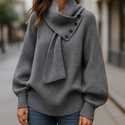 pull à col en écharpe, couleur noir
