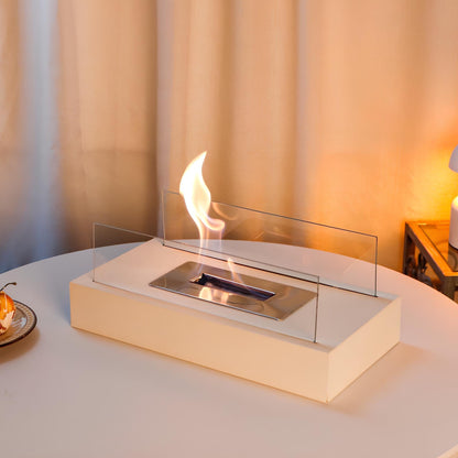 Cheminée de table bioéthanol blanche pour ambiance chaleureuse