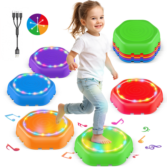 Lot de 5 dalles interactives lumineuses avec une fillette qui saute