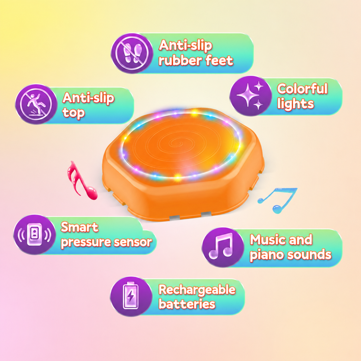 Caractéristiques d'une dalle interactive lumineuse orange