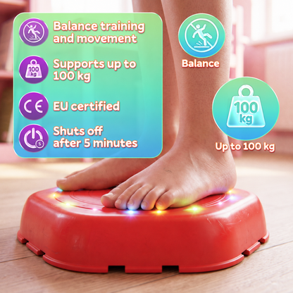 Pieds d'enfant sur une dalle rouge : supporte 100 kg, certifiée CE, arrêt automatique
