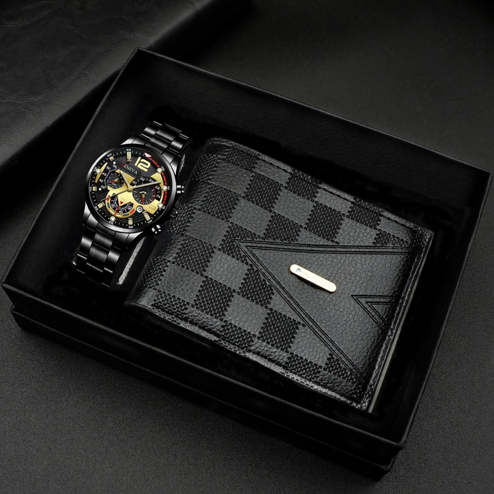 Coffret homme noir et or