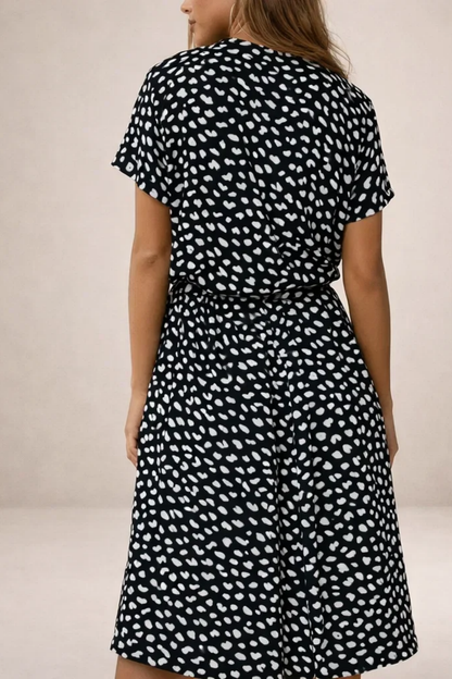 Robe Midi Fluide Imprimée – Coupe Féminine Taille Ajustable | Robe Femme