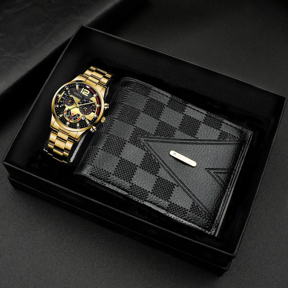 Coffret homme or et noir