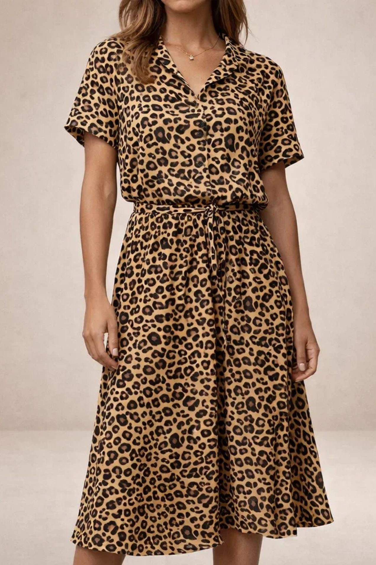 Robe Midi Fluide Imprimée – Coupe Féminine Taille Ajustable | Robe Femme
