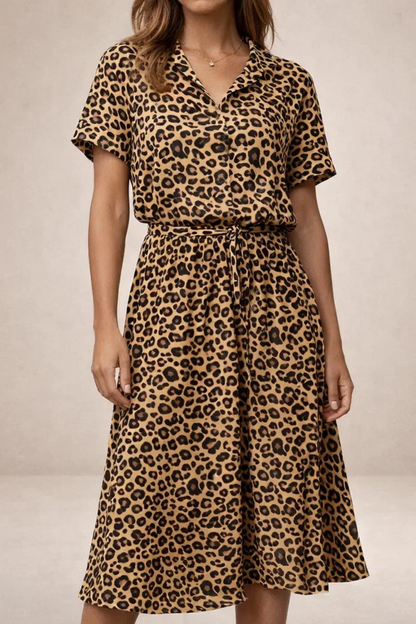 Robe Midi Fluide Imprimée – Coupe Féminine Taille Ajustable | Robe Femme