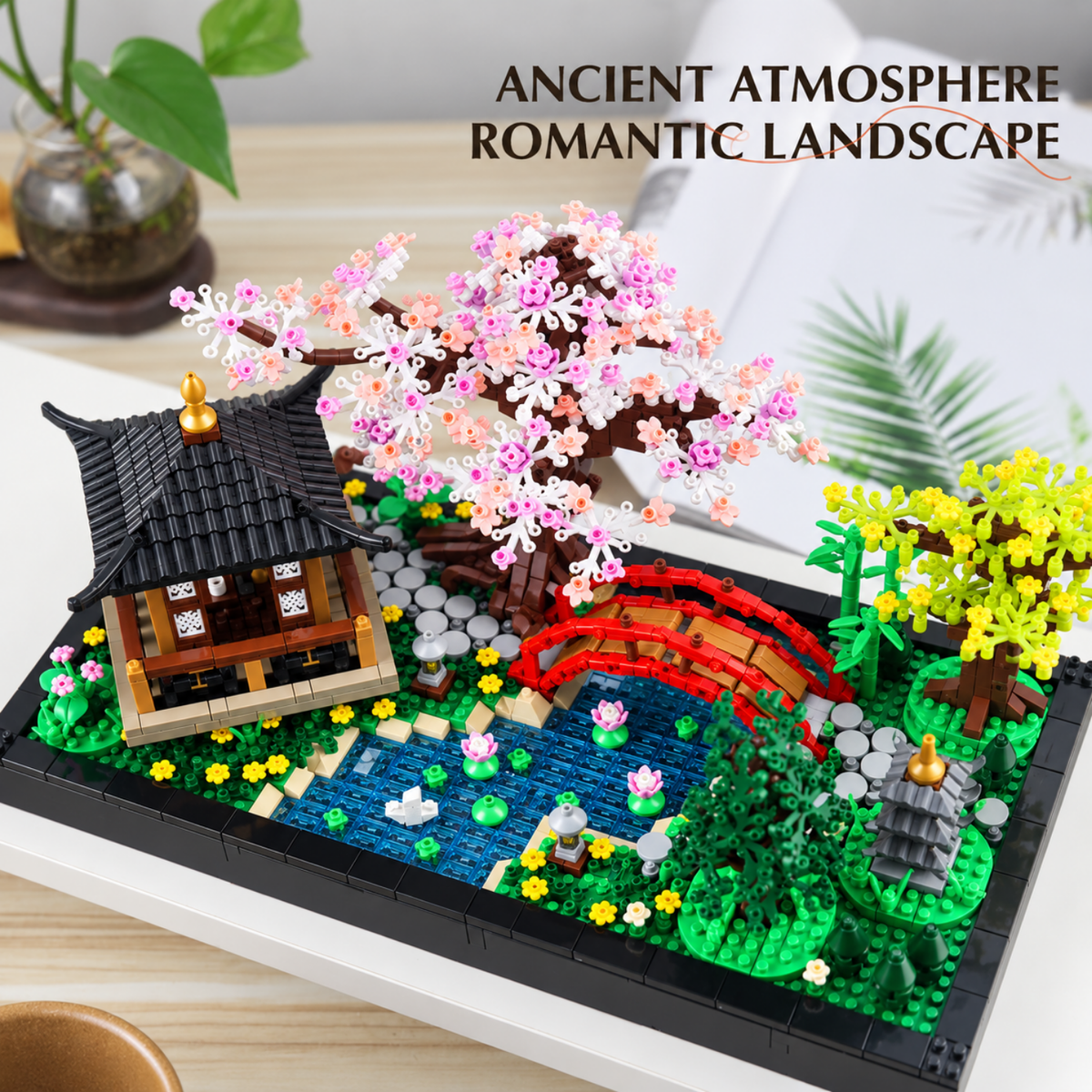 Jardin zen japonais en briques de construction, 2280 pièces – vue principale