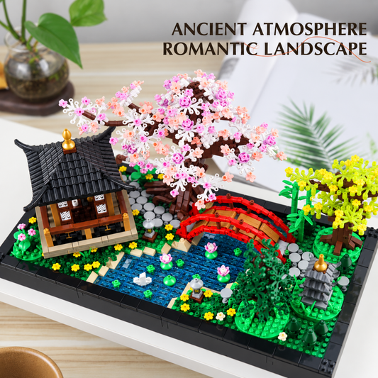 Jardin zen japonais en briques de construction, 2280 pièces – vue principale