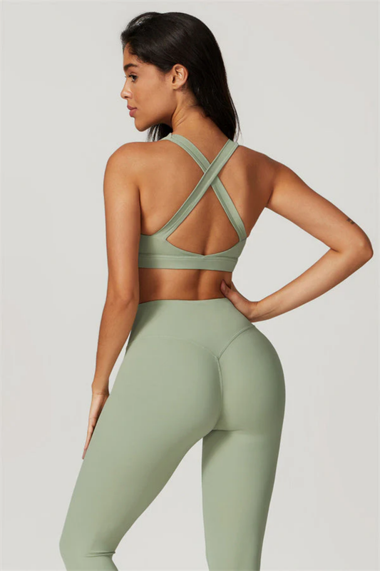 Ensemble Sport Femme Dos Croisé – Brassière et Legging Taille Haute Sculptant