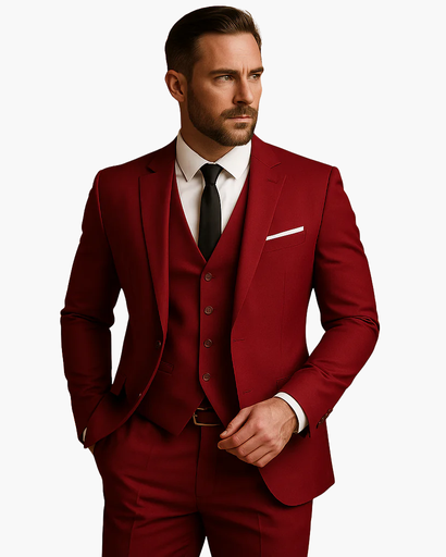 Costume homme 3 pièces slim fit, coloris Rouge