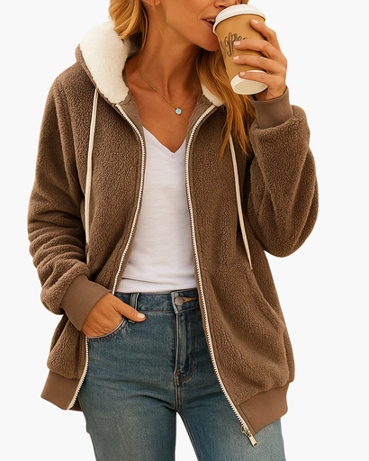 Veste à Capuche Femme Doublée Polaire – Confort & Style Décontracté | Automne Hiver