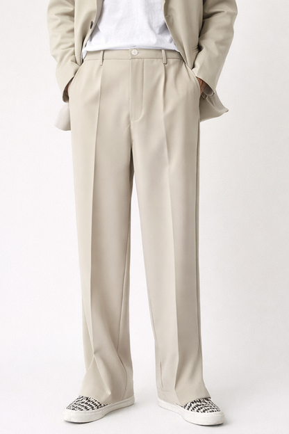 pantalon homme jambe large taille haute, vue de face