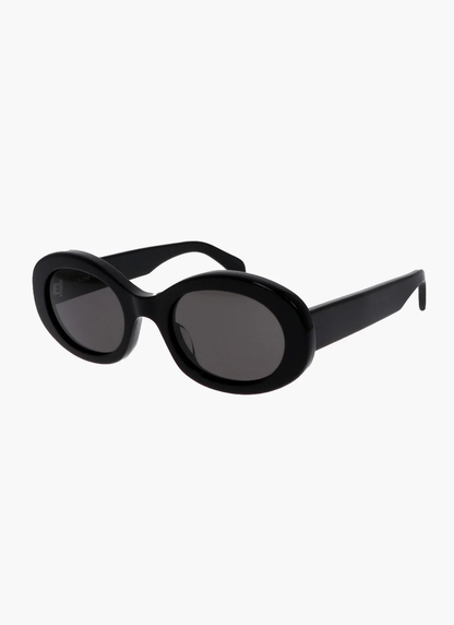Lunettes de Soleil Ovales Oversize – Monture Noire au Style Rétro Chic