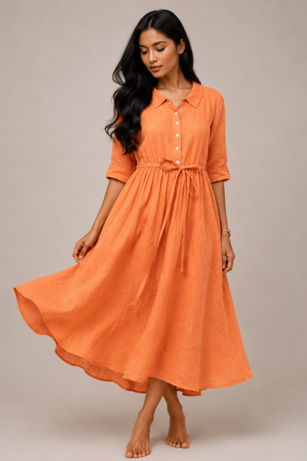 Robe Maxi Femme en Coton Léger – Coupe Relax Respirante, Grande Taille