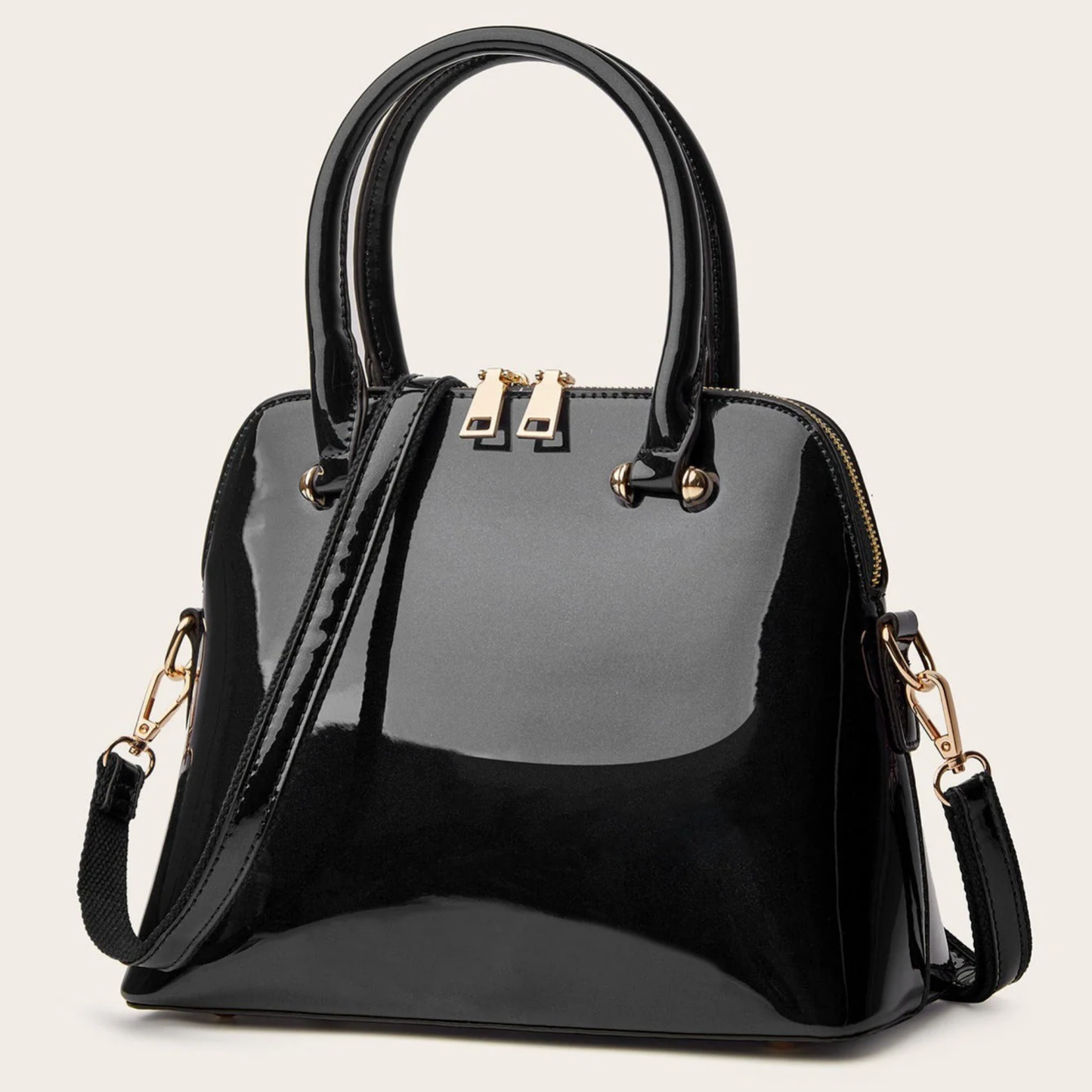 Borsa a mano da donna in vernice – Elegante con manici e tracolla