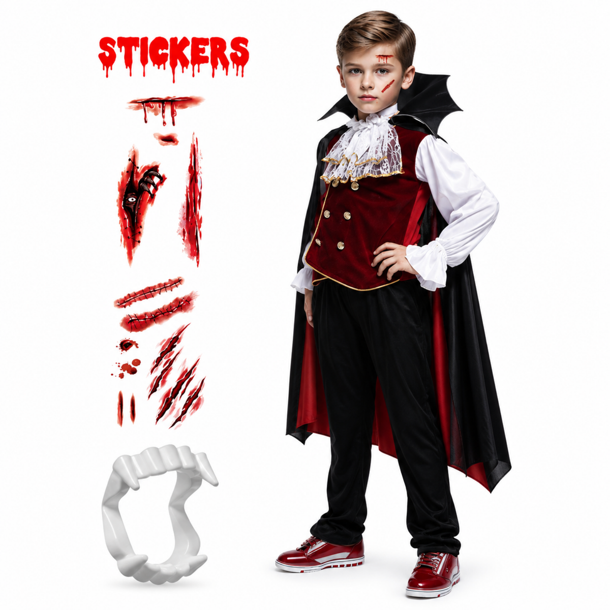 Costume de vampire pour garçon, coloris noir, vue de face