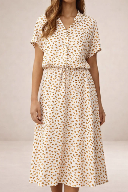 Robe Midi Fluide Imprimée – Coupe Féminine Taille Ajustable | Robe Femme