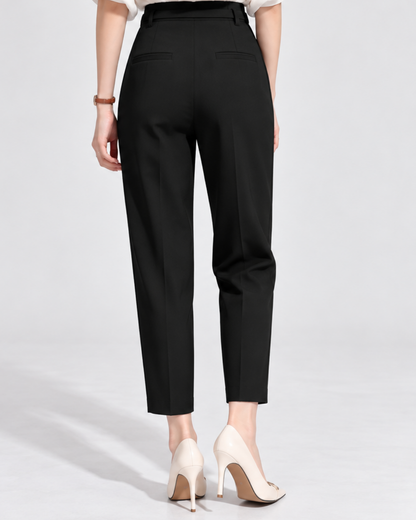 pantalon tailleur femme noir taille haute, vue de dos