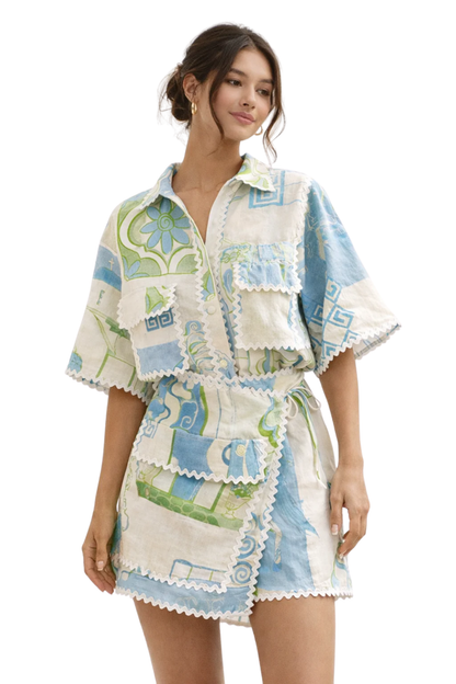 Ensemble Imprimé Deux Pièces Femme – Coupe Estivale & Matière Légère, Style Chic Été