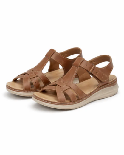 Sandales Compensées Femme – Brides Entrecroisées & Cheville Ajustable, Style Tressé Été