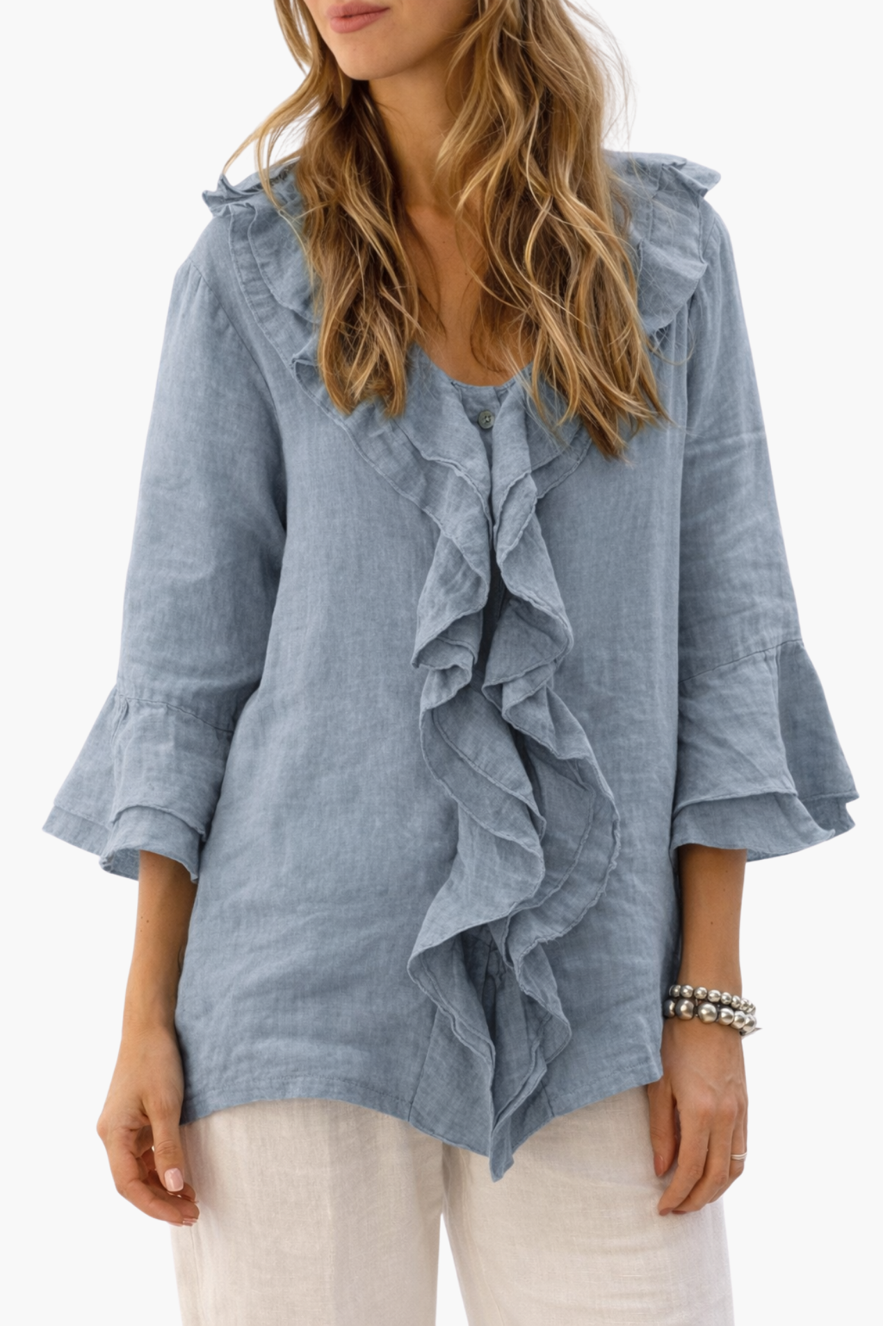 Blouse Femme à Volants – Haut Fluide et Respirant en Lin pour un Style Bohème Chic | Blouse Lin Femme