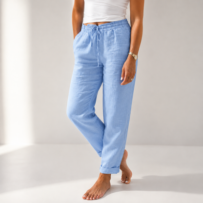 Pantalon Lin Femme – Coupe Fluide & Taille Élastique, Léger et Respirant