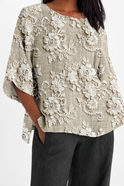 Blouse Femme Florale – Coupe Ample Élégante à Manches Fluides