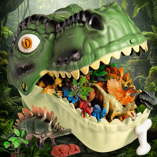 Coffret DinoWorld tête de T-Rex réaliste fermé