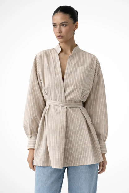 Blouse Femme Fluide Rayée – Élégance Casual & Coupe Cintrée | Style Bureau & Quotidien