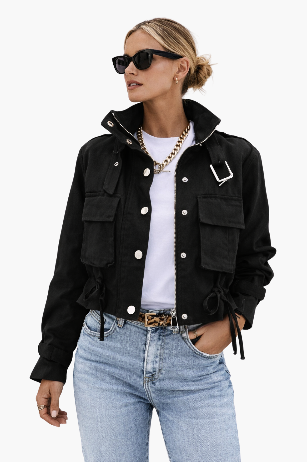 Veste Courte Femme Utility Zippée – Style Casual Chic & Poches Pratiques | Quotidien & Voyage
