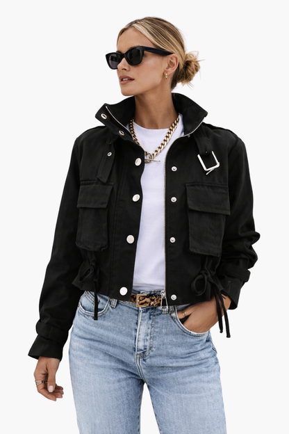 Veste Courte Femme Utility Zippée – Style Casual Chic & Poches Pratiques | Quotidien & Voyage
