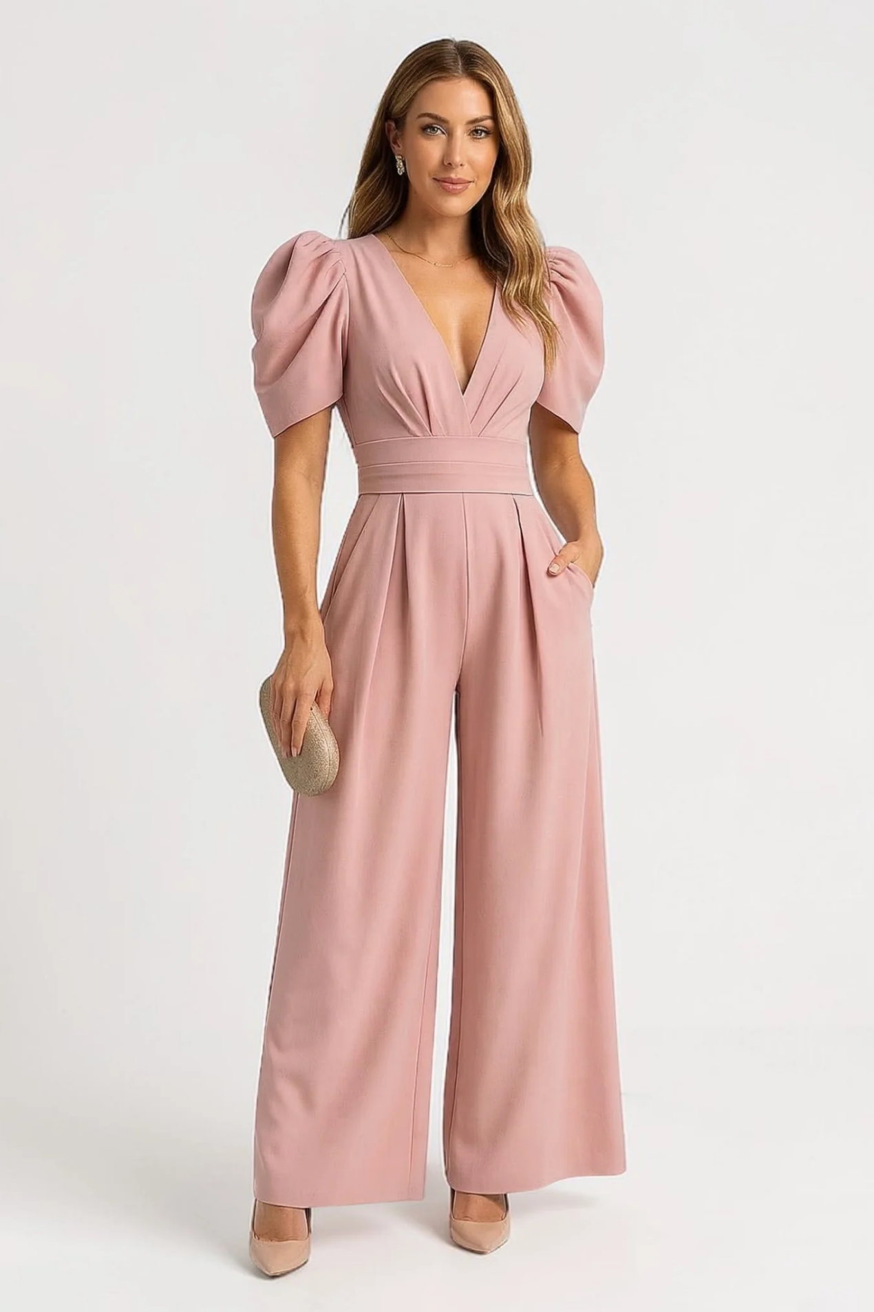 Combinaison Femme – Élégance Fluide Col V & Jambe Large | Jumpsuit Chic