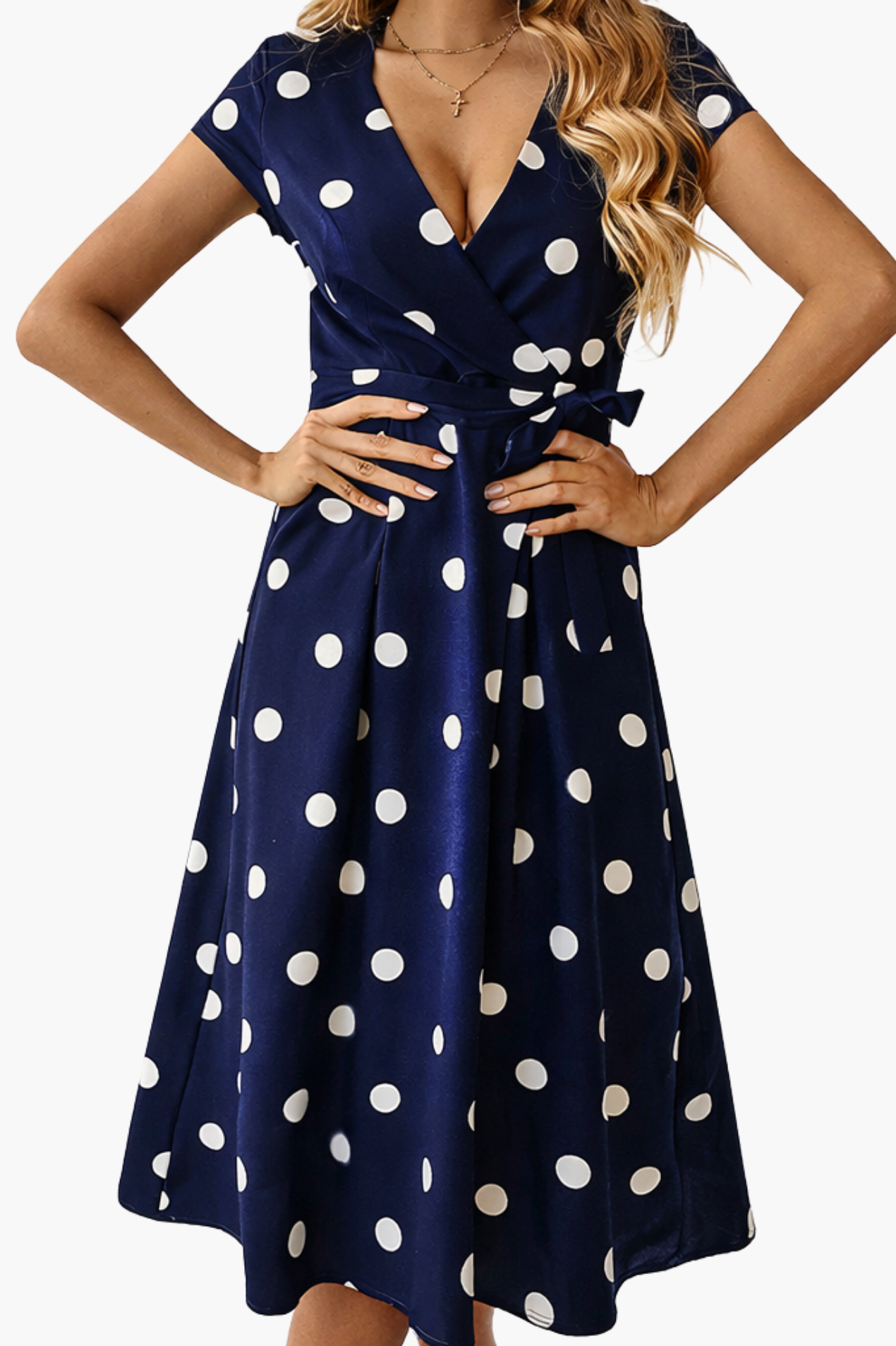 Robe Midi Cache-Cœur À Pois Femme – Style Romantique & Coupe Fluide | Printemps Été
