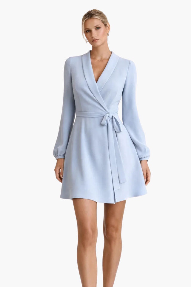 Robe Portefeuille Femme – Col en V & Manches Longues, Élégance Soirée Cocktail, vue produit