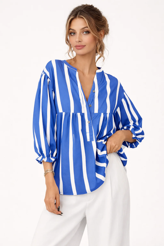 Blouse Rayée Femme – Coupe Élégante & Matière Légère, Style Décontracté Chic Quotidien