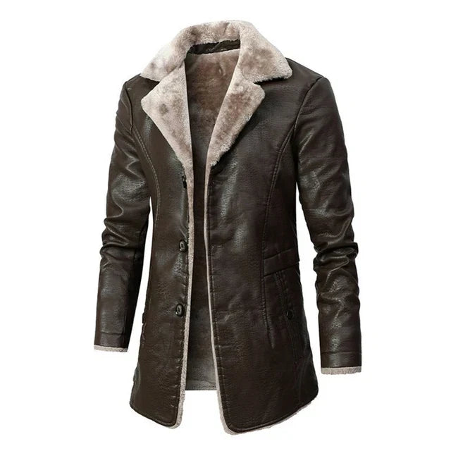 Veste d'hiver homme aspect cuir, coloris marron