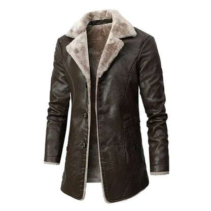 Veste d'hiver homme aspect cuir, coloris marron
