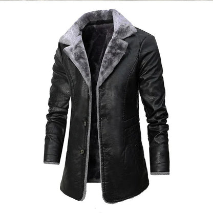 Veste d'hiver homme aspect cuir, coloris noir