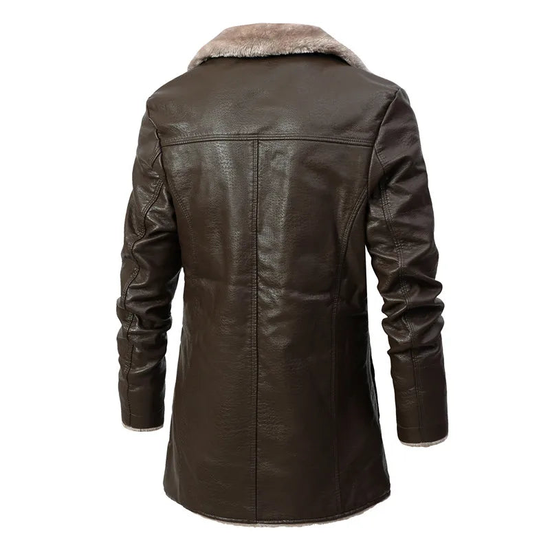 Veste d'hiver homme aspect cuir, détail du col montant