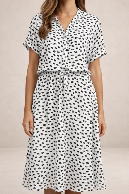 Robe Midi Fluide Imprimée – Coupe Féminine Taille Ajustable | Robe Femme