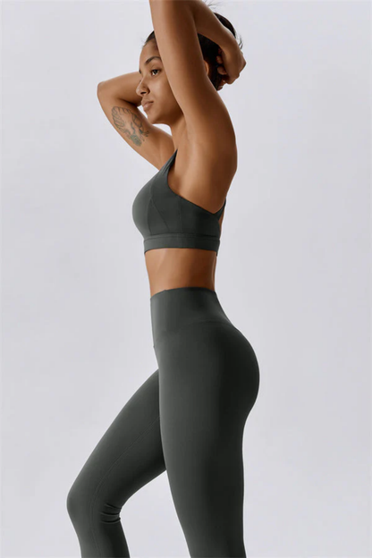 Ensemble Sport Femme Dos Croisé – Brassière et Legging Taille Haute Sculptant