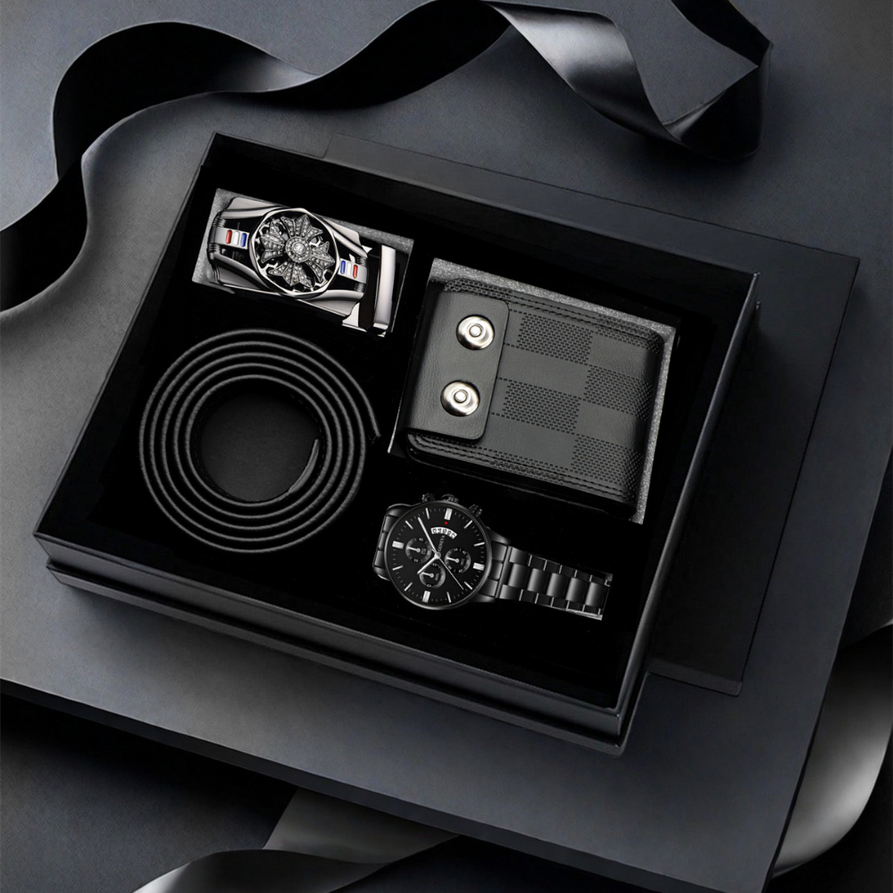 Coffret homme noir avec boucle de ceinture